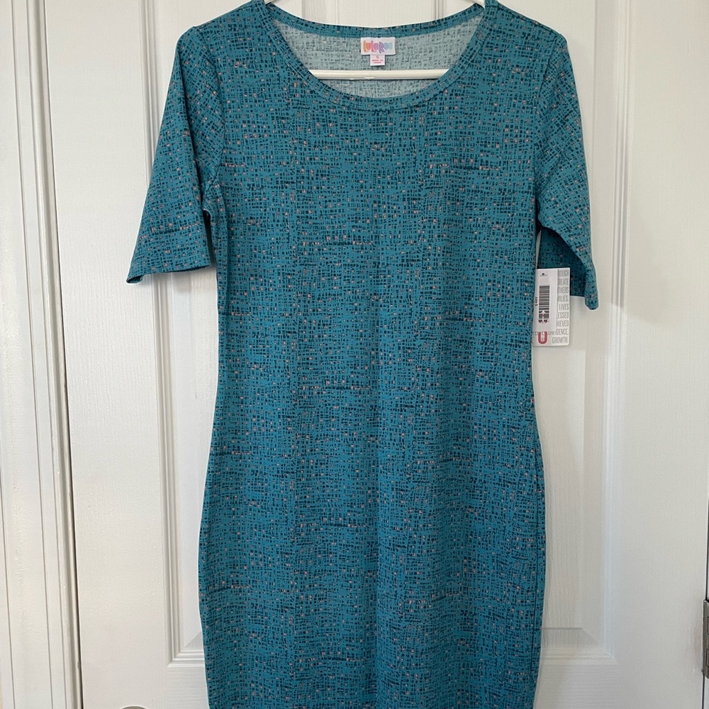 NWT Julia Dress S - Lularoe - Bodycon - teal/coral